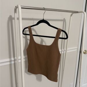 Babaton Ribbed Square Neck Tank - Brown